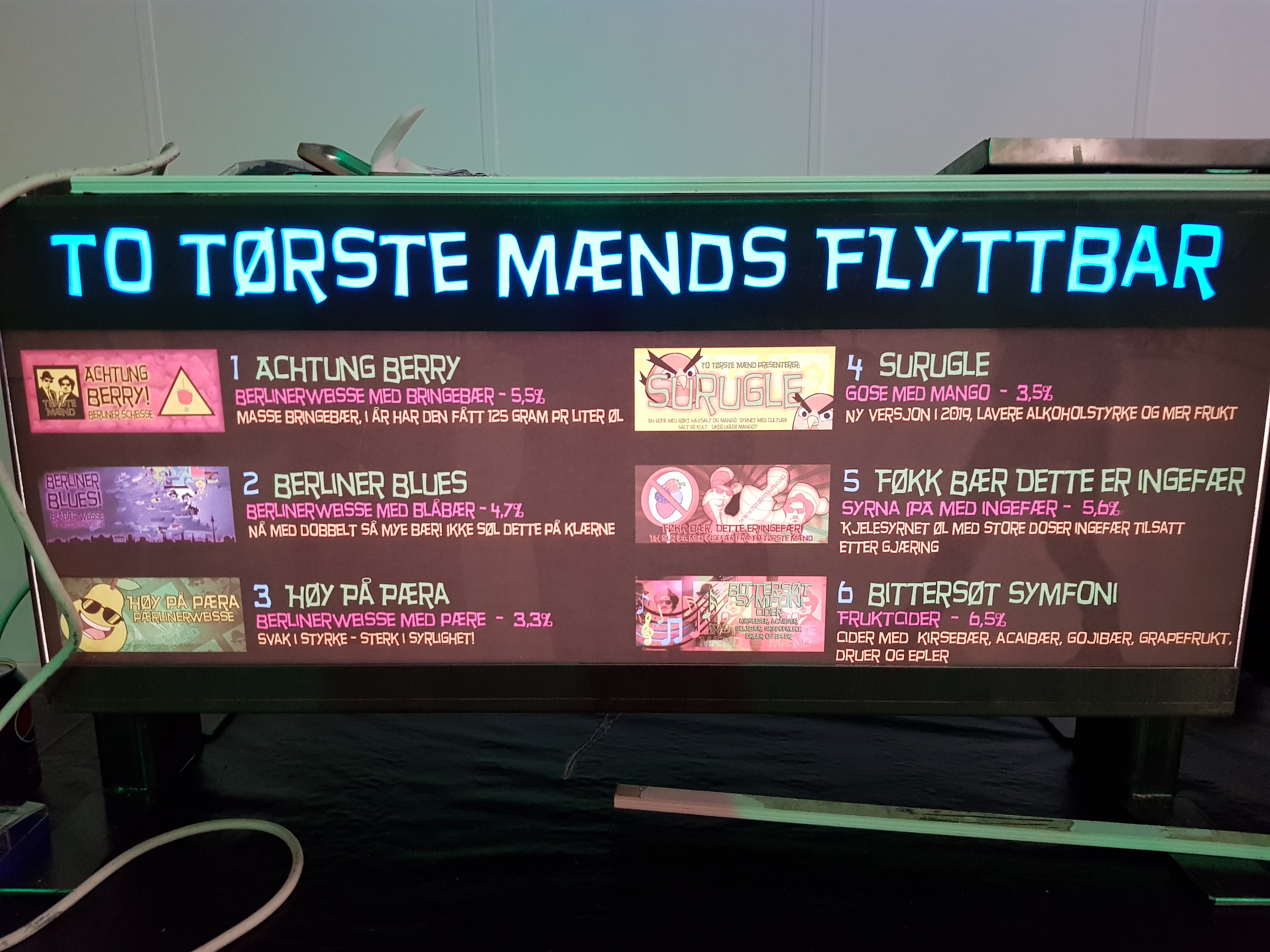 Bar 1 - Flyttbar. Hver bar har egen meny.